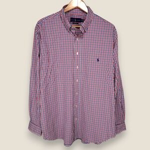 Ralph Lauren Performance Button Down Shirt Men Size 1XB Big Red Blue White Check